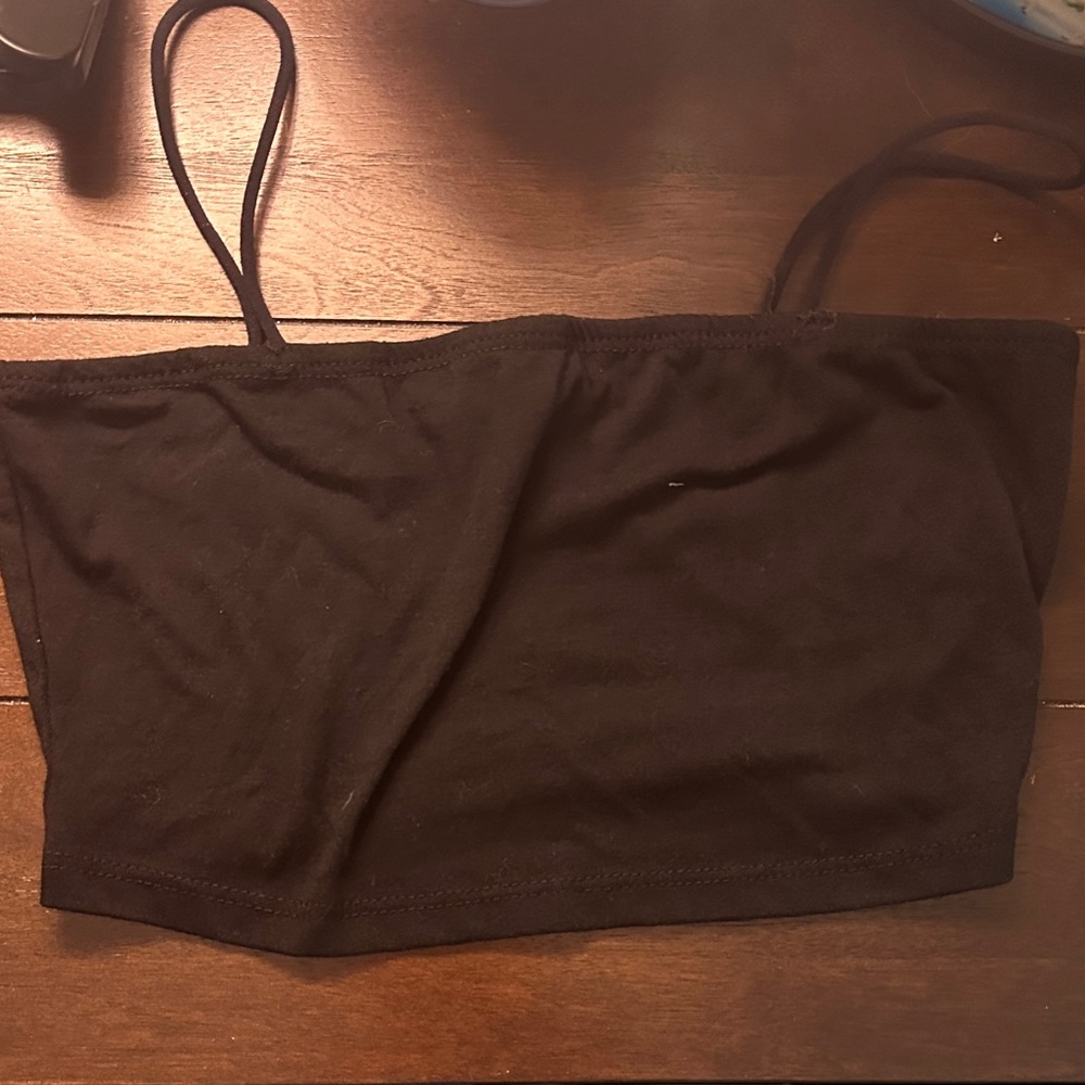 Black Strapless Crop Top
